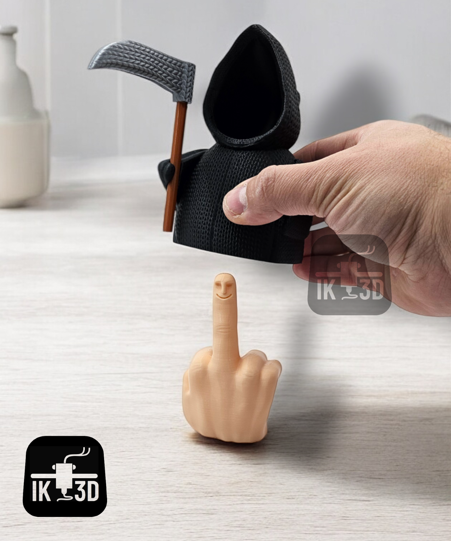 GRIM GAG – Sensenmann mit „Überraschung“ (3D-Druck Desk Toy/Gag)