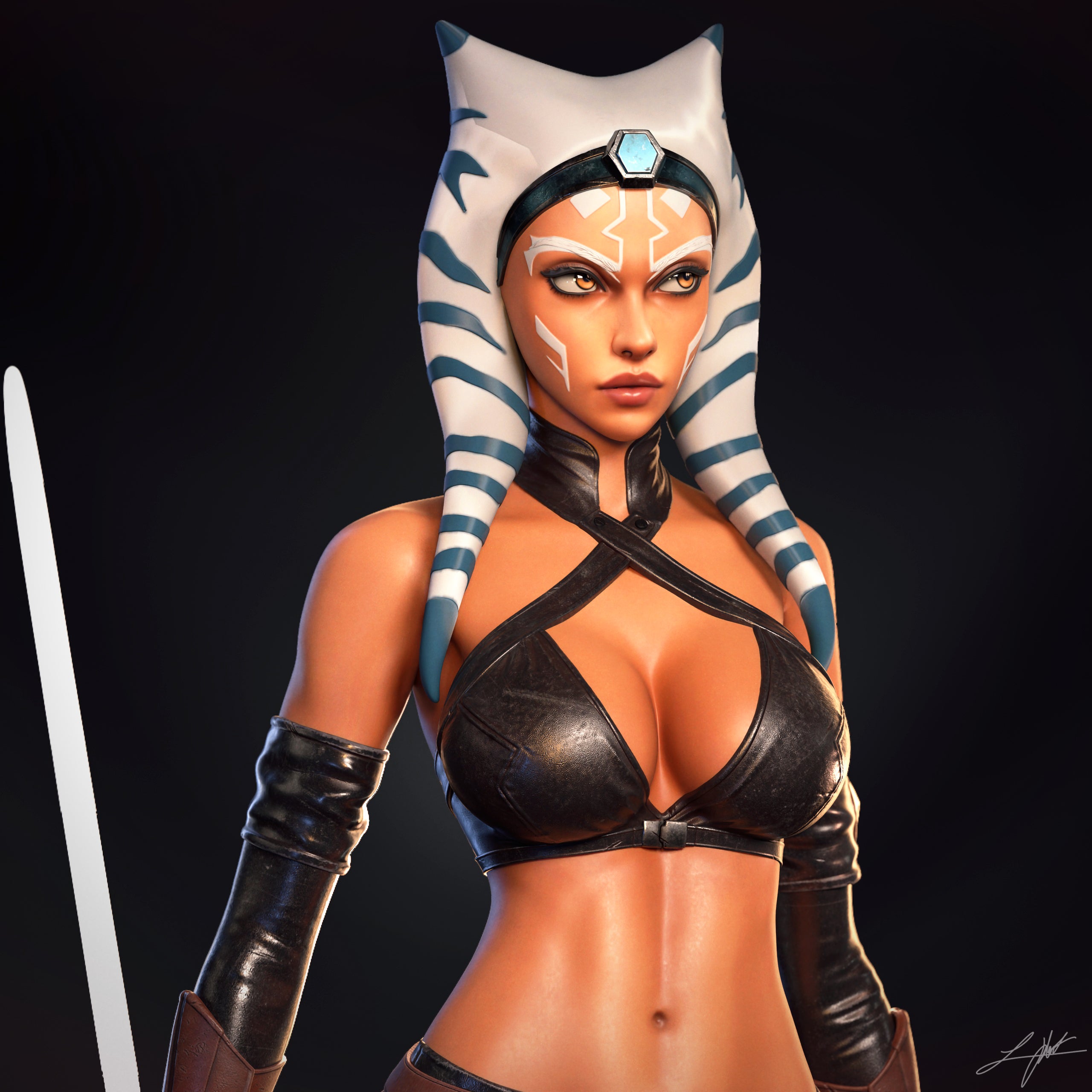 Ahsoka Tano Figur BEMALT -Fan Art-3D Druck- Maßstab 1:6