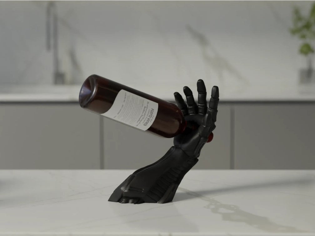 CYBER HAND – Weinflaschen-Halter (3D-Druck, futuristische Roboterhand)