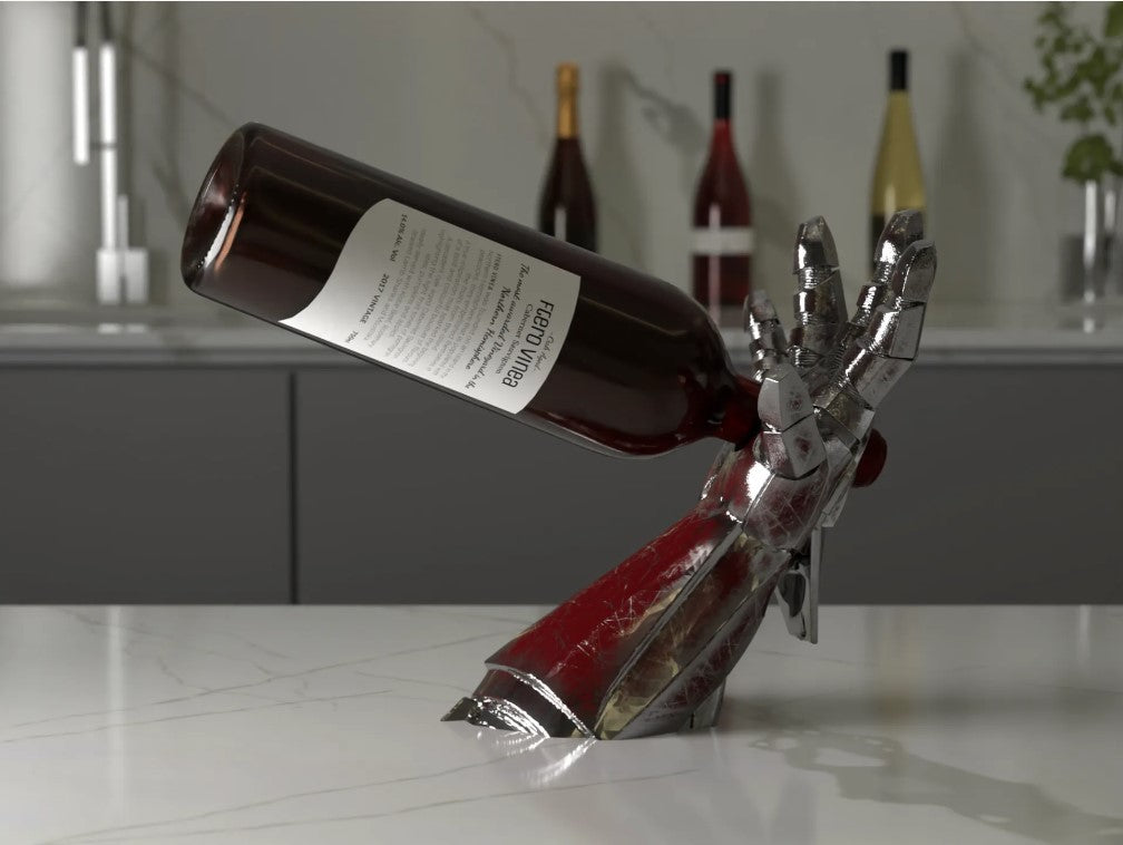 ARC HAND – Weinflaschenhalter im Cyber/Armor-Look (3D-Druck)