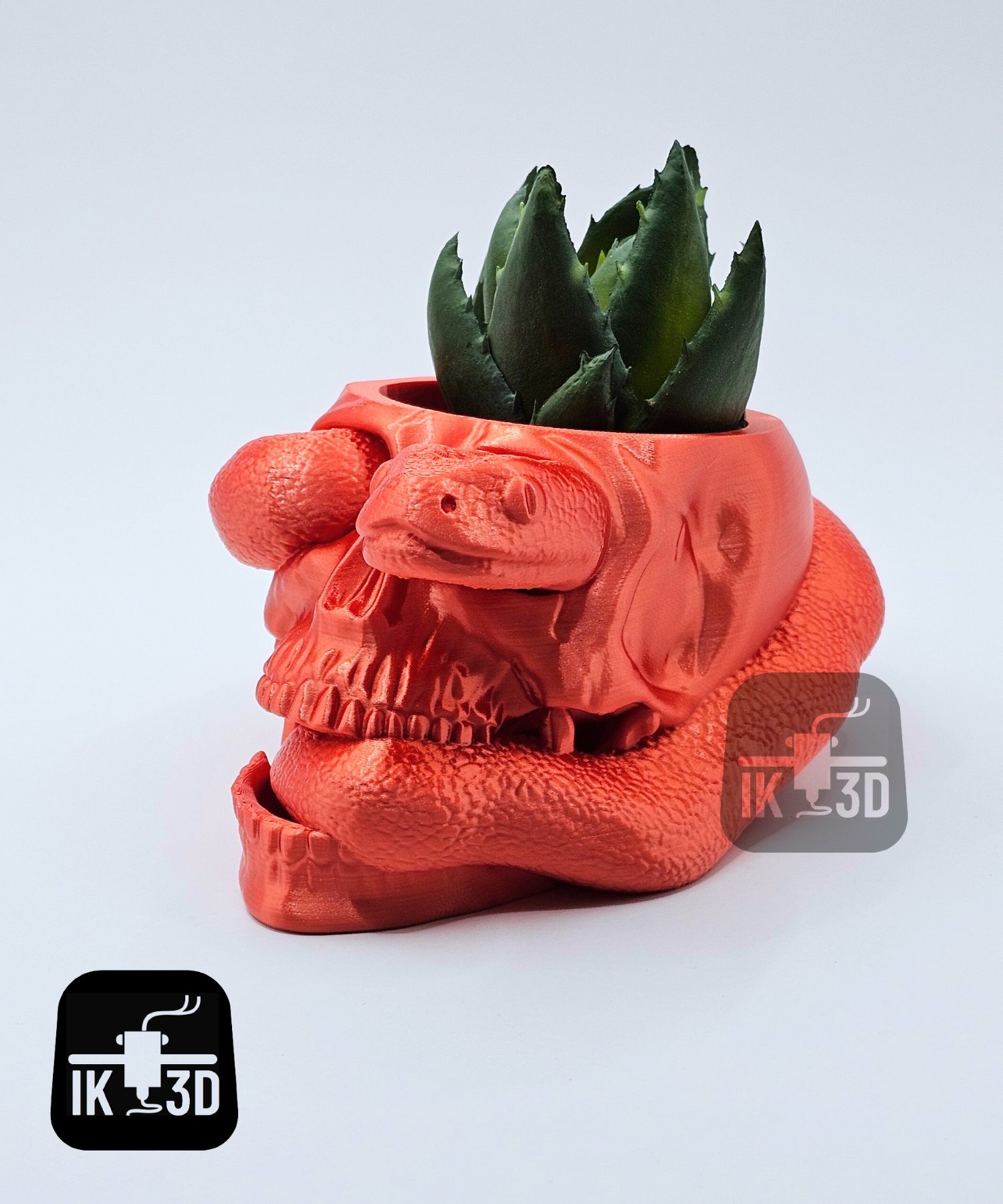 SERPENT SKULL – Pflanzgefäß für Sukkulenten (3D-Druck, Schädel mit Schlange)
