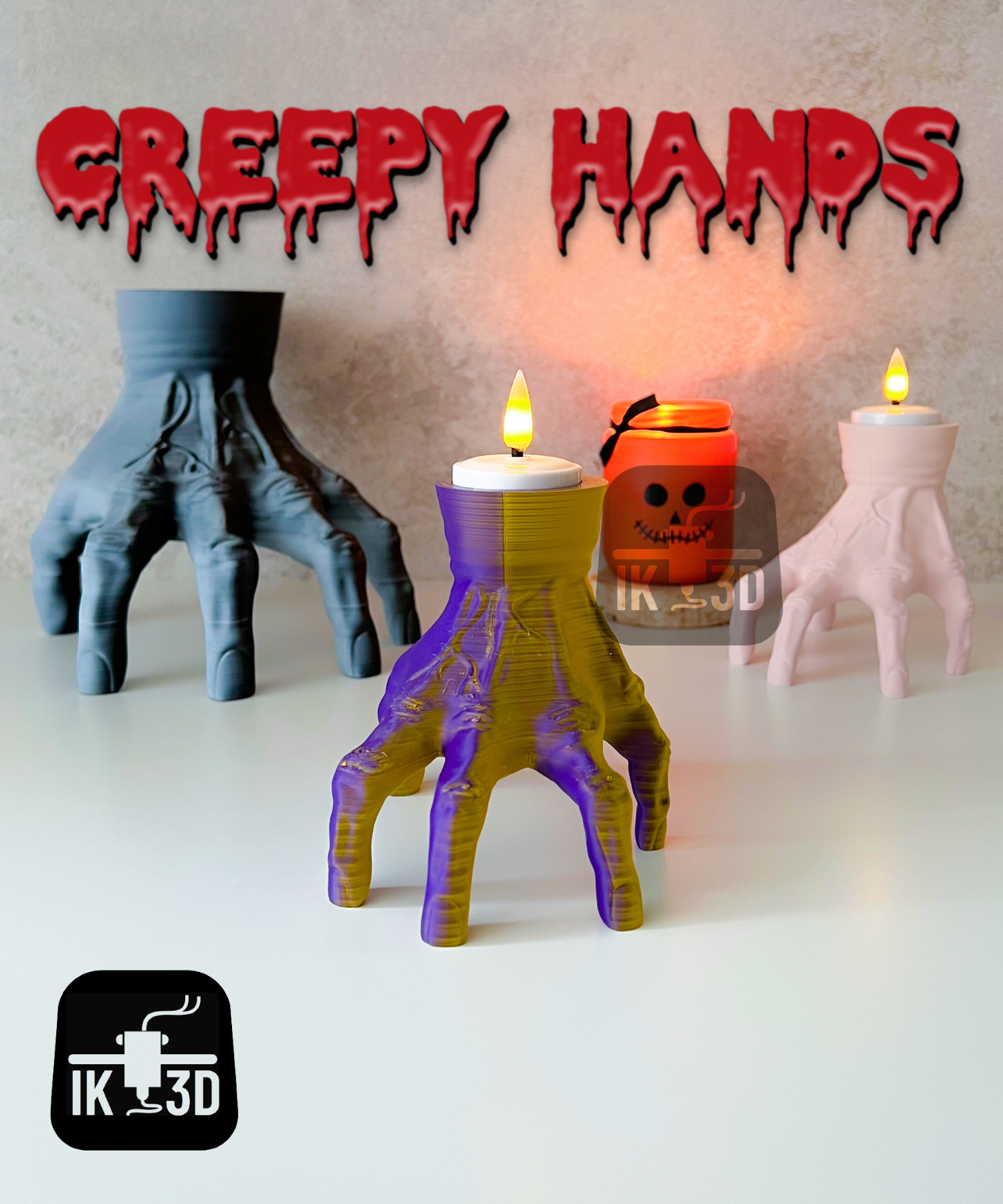 THING LIGHT – Hand-Teelichthalter (3D-Druck, Halloween/Deko)