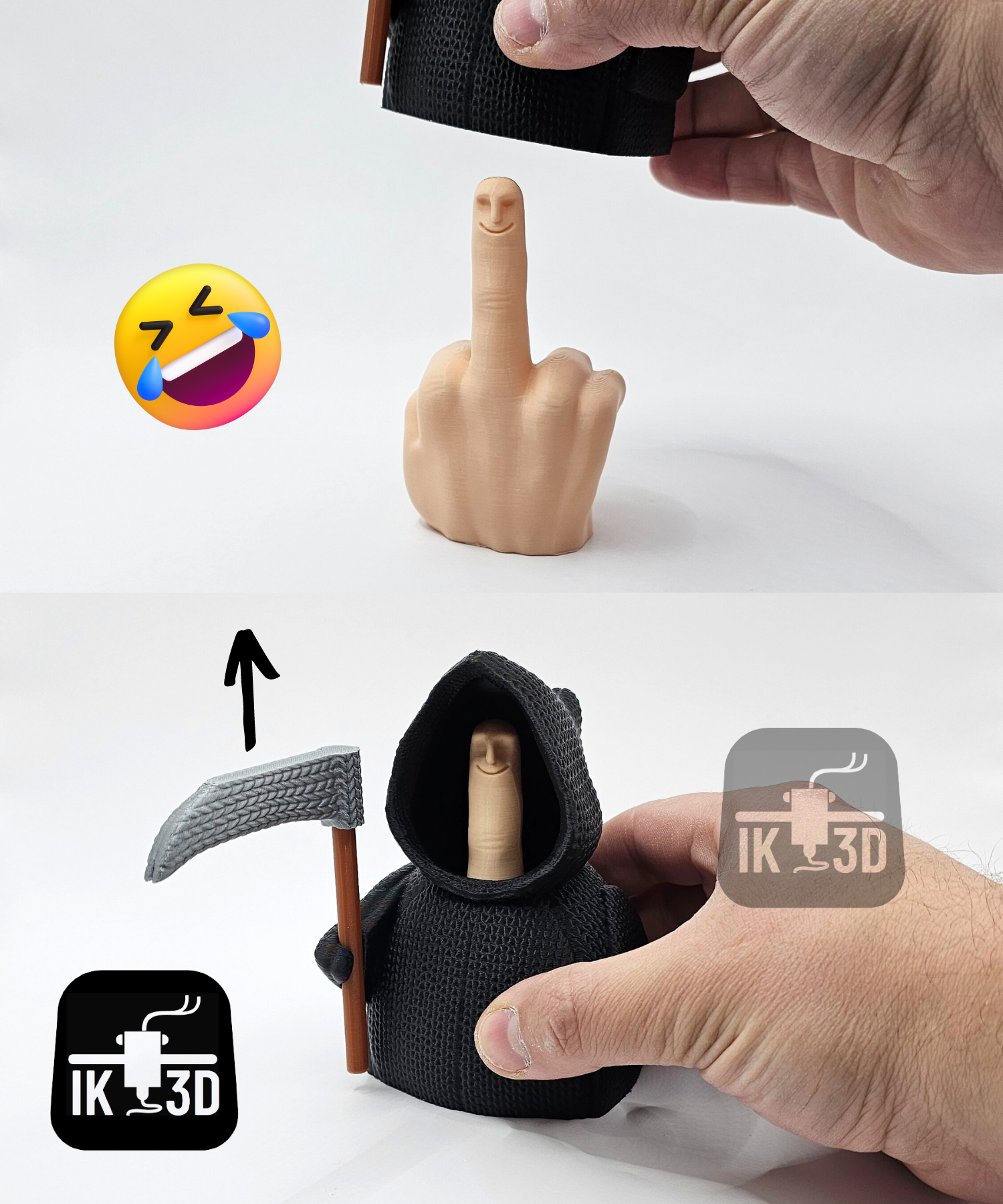 GRIM GAG – Sensenmann mit „Überraschung“ (3D-Druck Desk Toy/Gag)