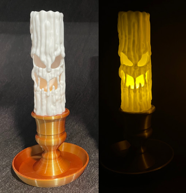 GHOST CANDLE – LED-Kerzenlampe mit Grinse-Gesicht (3D-Druck, Halloween)