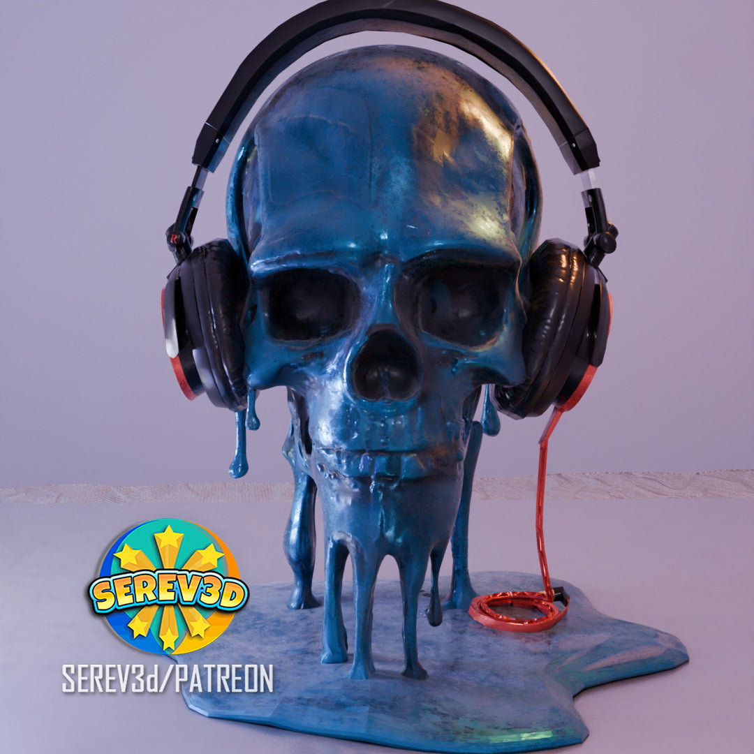 Melting Skull – Kopfhörerständer & 3D-Deko